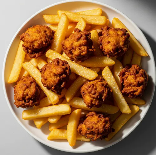 Chips, Cheese & Chicken Pakora 